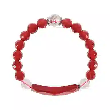 石头记 有情世界系列 多面切割圆珠 新国风设计小众轻奢 正红 玛瑙 手串 男女同款情侣款