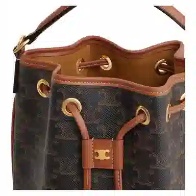 CELINE Triomphe Canvas Bucket Bag Brown