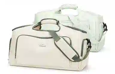 轻骑者 潮流大容量运动健身游泳便携旅游外出露营内置干湿分离独立鞋仓 织物 旅行包斜挎包健身包 大号 男女同款情侣款 米白