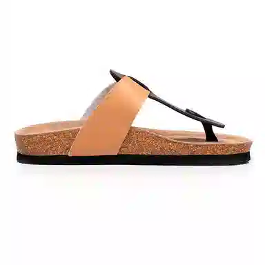 果洛菲 经典舒适百搭 软木底 防滑人字拖鞋 男女同款 米棕驼