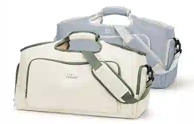 轻骑者 潮流大容量运动健身游泳便携旅游外出露营内置干湿分离独立鞋仓 织物 旅行包斜挎包健身包 大号 男女同款情侣款 米白