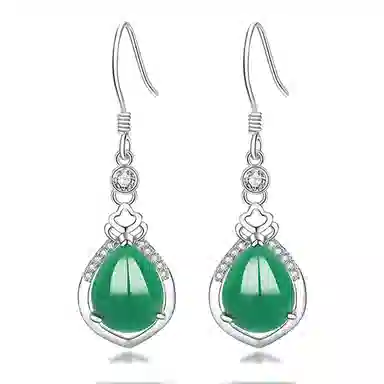 幸囍礼 优雅气质水滴冰透玉石耳饰 新中式温柔婉约贵气耳坠 清冷感古风旗袍汉服修饰脸型配饰 玉髓 耳环 女款