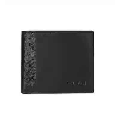波斯丹顿 休闲简约高级质感短款商务时尚百搭 牛皮革 钱包 男款 黑色