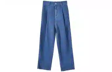 花栗鼠小姐 纯色休闲高腰牛仔裤 女款