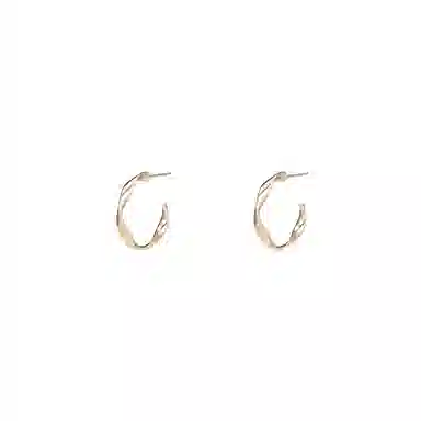 芒果饰品 金属波浪高级感素圈 铜 耳圈耳环 女款