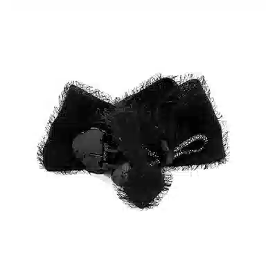 卡铂雅 黑色毛绒休闲时尚潮流设计港风气质复古极简高级感 发夹 女款