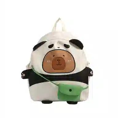 帕克熊 时尚可爱拉链开合 尼龙 双肩包 女款 绿色/卡其色