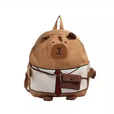 帕克熊 时尚可爱拉链开合 尼龙 双肩包 女款 绿色/卡其色