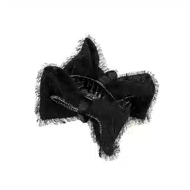 卡铂雅 黑色毛绒休闲时尚潮流设计港风气质复古极简高级感 发夹 女款