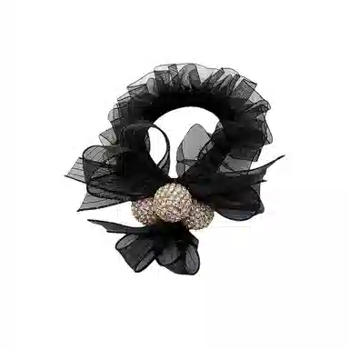 贯古今 网纱蝴蝶结发圈扎马尾高级感发饰气质皮筋扎头发绳头花头饰 布艺 头绳 女款