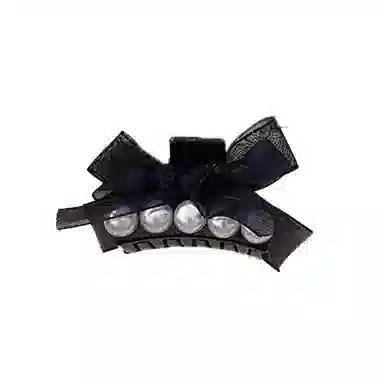 水中玉 珍珠网纱蝴蝶结小抓夹侧边前额刘海碎发卡子头饰 发夹 女款