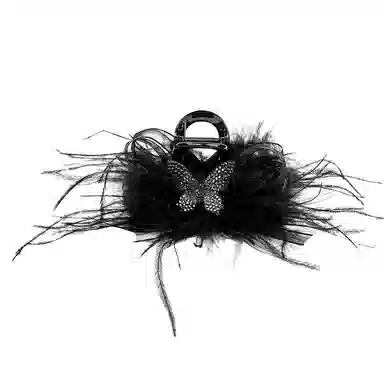 卡铂雅 黑色毛绒清新设计极简高级感港风气质 发夹 女款