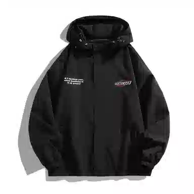 三体 文明系列 美式复古简约基础款纯色字母印花宽松连帽防水防风登山潮牌时尚户外休闲百搭机能风夹克外套 男女同款