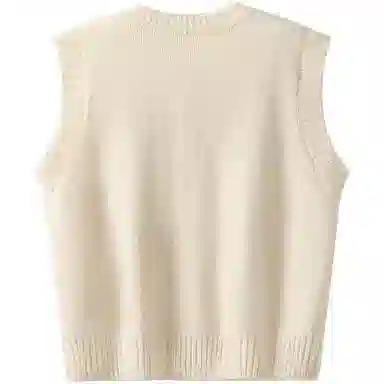 丝柏舍 纯色宽松圆领马甲 女款 米杏色