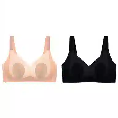 莫代尔 超薄款兔耳朵大胸显小胸无痕聚拢收副乳防下垂上托文胸 女款 组合装