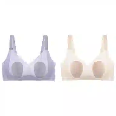 莫代尔 超薄款兔耳朵大胸显小胸无痕聚拢收副乳防下垂上托文胸 女款 组合装