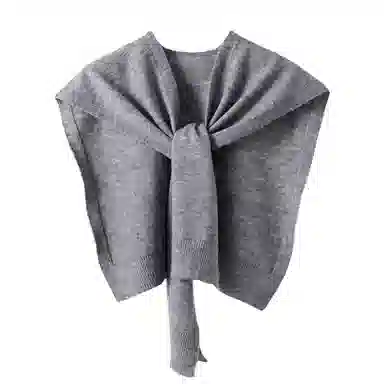 北极绒 纯色针织外搭韩版小坎肩交叉洋气搭肩 披肩 女款