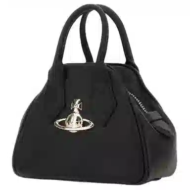 Vivienne Westwood Saturn Logo Leather Tote Bag Black