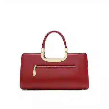 古伊西 云山绵延新中式大气妈妈包 中国风刺绣工艺 牛皮 红色结婚新娘包高级感婚礼手提包 中号 女款 开门红