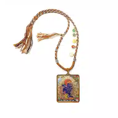 玉临门 国风黑财神唐卡热贡手绘 合金 项坠/吊坠 男女同款情侣款 礼盒