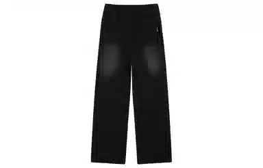 美式复古高街风显高显瘦垂感休闲阔腿经典百搭褶皱设计纯色基础款中腰潮流百搭抽绳宽松直筒裤做旧简约舒适系带牛仔裤 男女同款