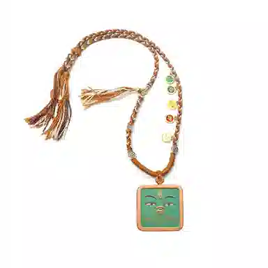 玉临门 新中式 绿度母法眼加心咒可爱版唐卡热贡手绘 合金 项坠/吊坠 男女同款情侣款