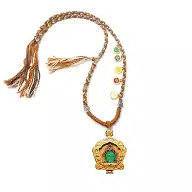 玉临门 新中式转运护身 绿度母唐卡热贡手绘 合金 项坠 男女同款情侣款