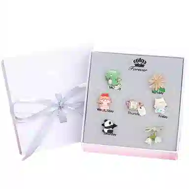 妖娆猫 一周星期头绳发饰套装礼盒可爱卡通皮筋扎头发头饰发绳创意高级感实用儿童礼品女生 发圈 女款