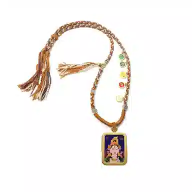 玉临门 国潮转运护身白度母唐卡热贡手绘 合金 吊坠 男女同款情侣款