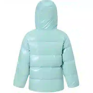 李宁儿童 运动生活系列 纯色拉链连帽长袖羽绒服 儿童款 湖灰蓝
