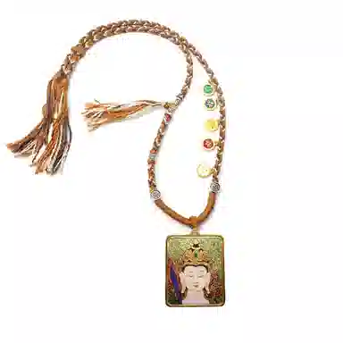 玉临门 国风吉祥如意八大守护神唐卡热贡手绘 合金 吊坠 男女同款情侣款