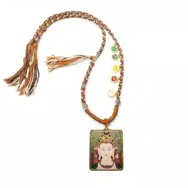 玉临门 国风吉祥如意八大守护神唐卡热贡手绘 合金 吊坠 男女同款情侣款