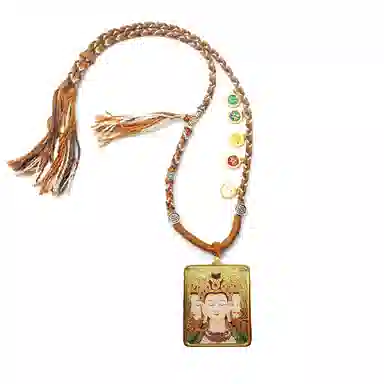 玉临门 国风吉祥如意八大守护神唐卡热贡手绘 合金 吊坠 男女同款情侣款