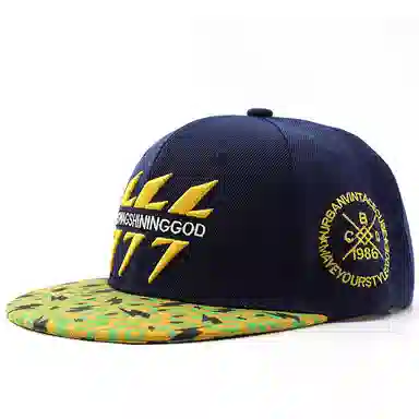 佩洛依 刺绣闪电灰色 嘻哈平沿遮阳 棉 防晒帽 男女同款情侣款