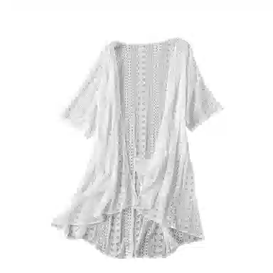 北极绒 中长款蕾丝开衫外套 披肩 女款