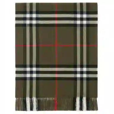 Burberry Wide Check Cashmere Scarf Green