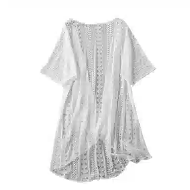 北极绒 中长款蕾丝开衫外套 披肩 女款