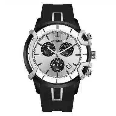 三达潮流酷炫个性百搭休闲学生 石英机芯 国表 男表 黑色表盘 夜光效果日历夜光防震防水