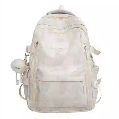 卡卡树 简约时尚印花 尼龙 双肩包 男女同款情侣款 米白色/黑色/绿色