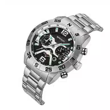 三达腕表国表潮流酷炫个性百搭 石英机芯 男表 黑色表盘 夜光效果日历防水