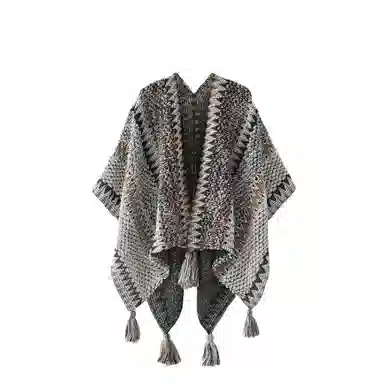 浪莎 云南青海西藏西北草原旅游拍照民族风斗篷超大加厚空调毯 披肩 女款