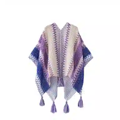 浪莎 云南青海西藏西北草原旅游拍照民族风斗篷超大加厚空调毯 披肩 女款