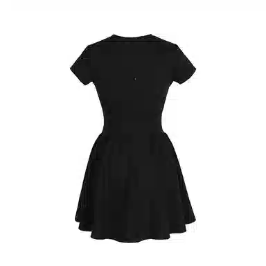 花铃太太 圆领修身中长款短袖连衣裙 女款