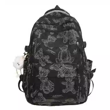 卡卡树 简约时尚印花 尼龙 双肩包 男女同款情侣款 米白色/黑色/绿色