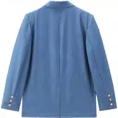Peacebird Loose Single-Breasted Blazer Blue