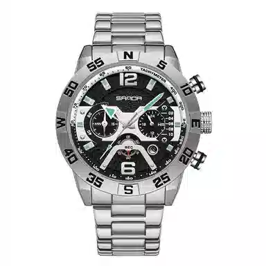 三达腕表国表潮流酷炫个性百搭 石英机芯 男表 黑色表盘 夜光效果日历防水