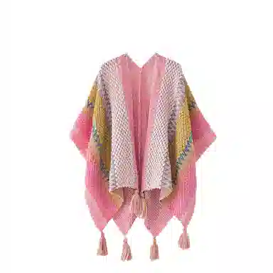 浪莎 云南青海西藏西北草原旅游拍照民族风斗篷超大加厚空调毯 披肩 女款