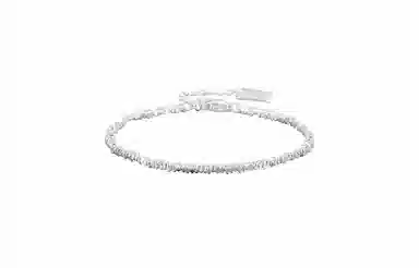 牧言 复古新中式简约小众设计高级感 光面立体纤细碎石岁岁平安镭射爆闪冰纹双层叠戴手饰  合金 碎银子碎冰冰手镯套装 女款