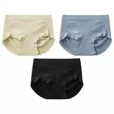 二三二三 抗菌裆中腰无缝包臀舒适抗菌透气三角内裤 女款 组合装