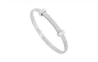 Balenciaga Logo Engraved Silver Bracelet